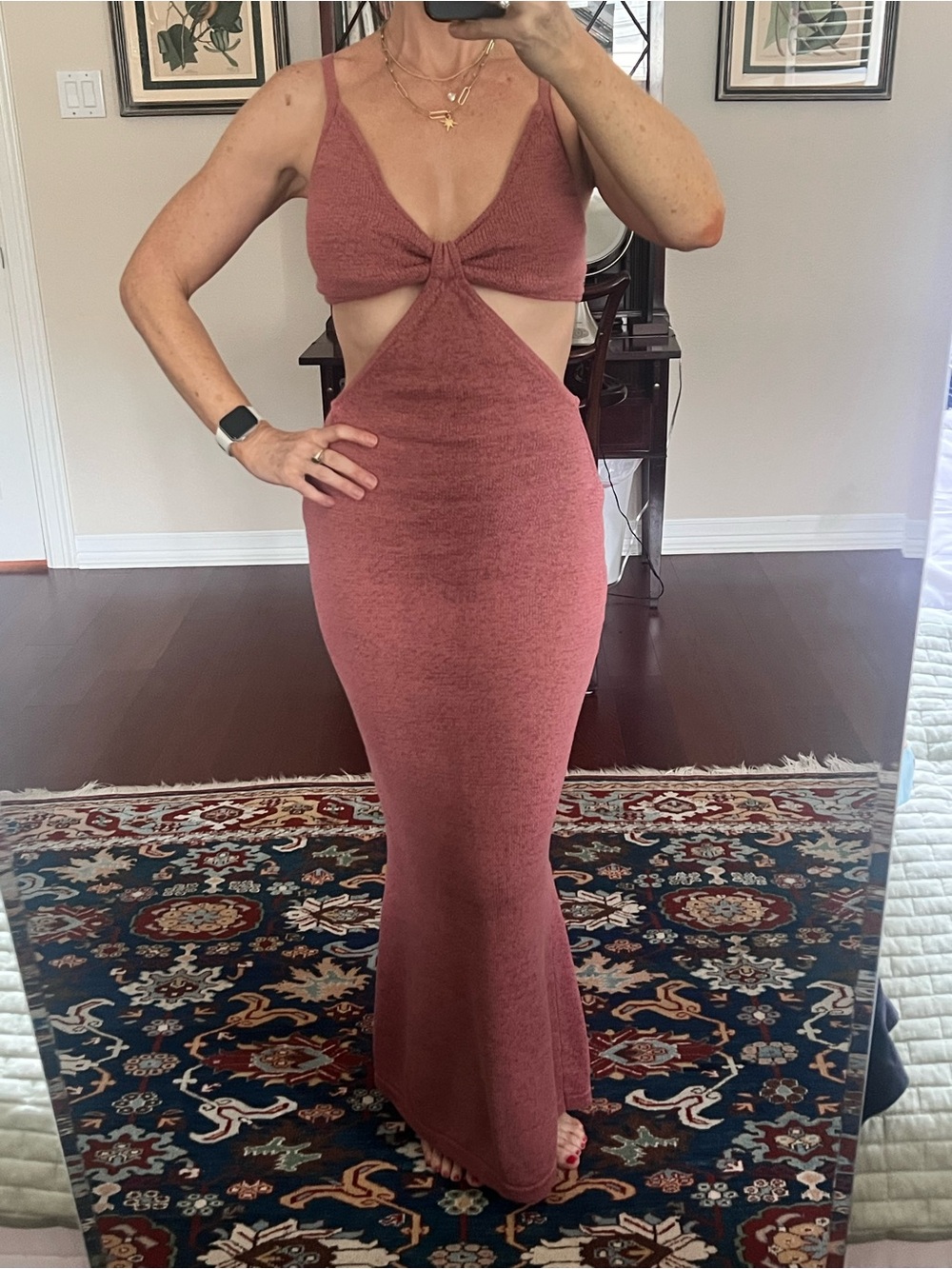 Cult Gaia Serena Cutout Maxi Dress in Dusty Rose